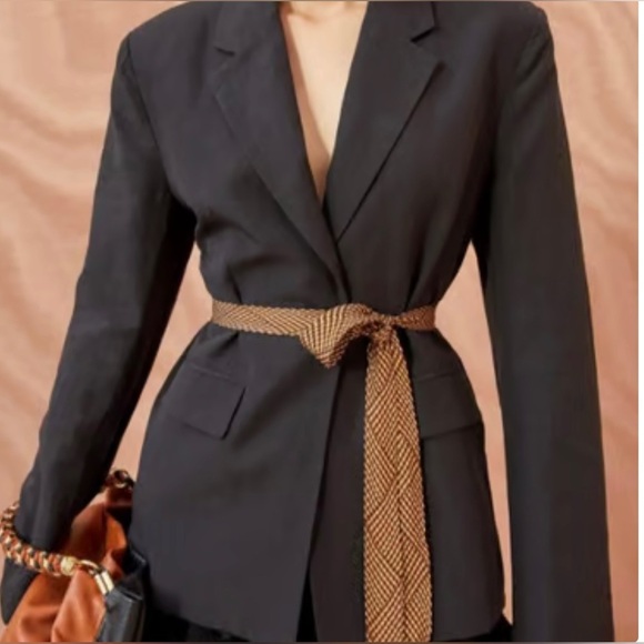 Ulla Johnson Ellery belted cotton, linen and silk-blend blazer Black size 4 - Picture 9 of 12